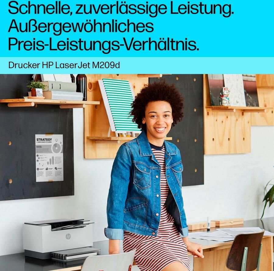 HP Zwart wit laserprinter LaserJet M209d Instant ink compatibel