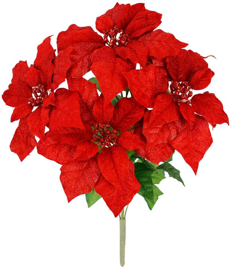 I.GE.A. Boeket kunstbloemen Boeket Poinsettia kerstster kerstdecoratie kunstbloem kerstbloem (1 stuk)