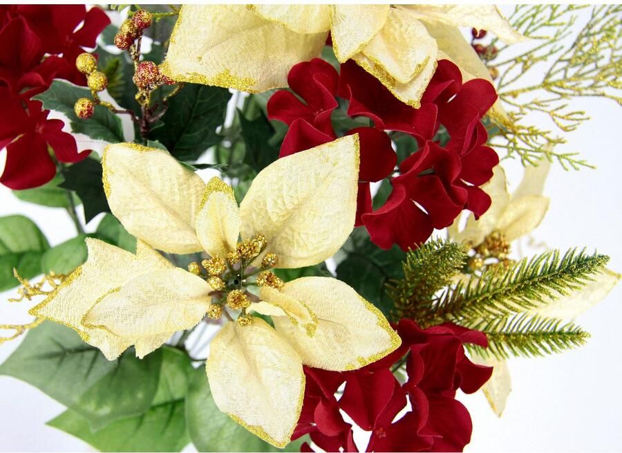 I.GE.A. Boeket kunstbloemen Boeket poinsettia hortensia kerstster kerstdecoratie kunstbloem boeketten (1 stuk)