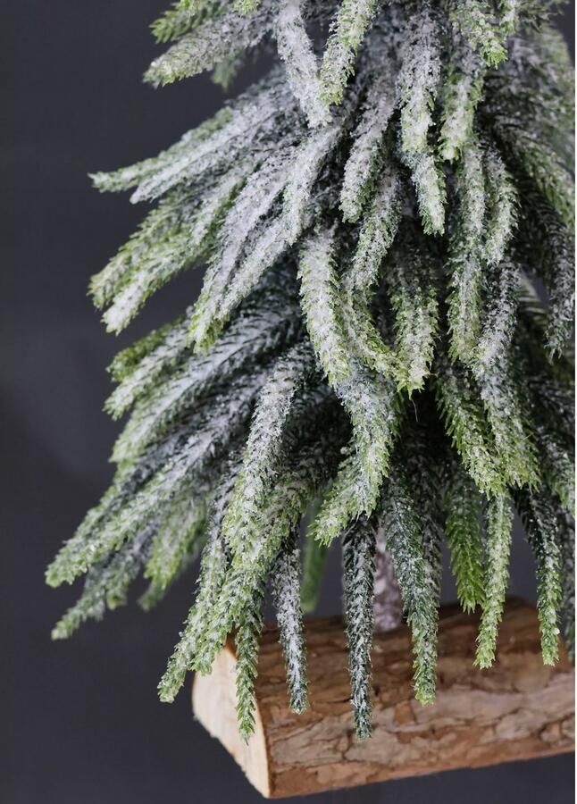 I.GE.A. Deco-boom Kerstdecoratie kerstboom Kunstmatige mini spar met ijs op houten sokkel 32 cm (1 stuk)