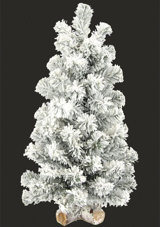 I.GE.A. Deco-boom Kerstdecoratie kerstboom op houten voet met kunstsneeuw 60 cm (1 stuk)