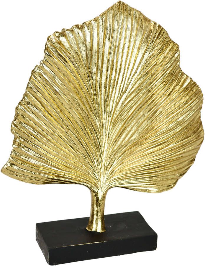 I.GE.A. Decoratief figuur Ginkgo blad standbeeld Ornamenten sculptuur decoratie figuren cadeau-idee goudkleur (1 stuk)