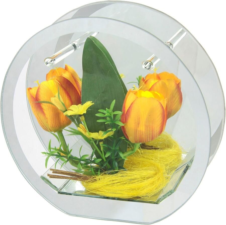I.GE.A. Decoratief object LED-tulp Gedeclareerd glas met tulpen madeliefjes konijn lichtslinger LED 3D