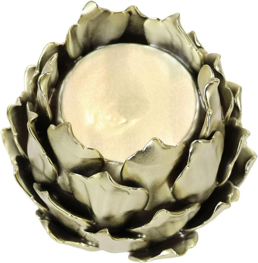 I.GE.A. Kandelaar Artisjok stompkaarsenhouder van keramiek hoogte ca. 13 cm (1 stuk)