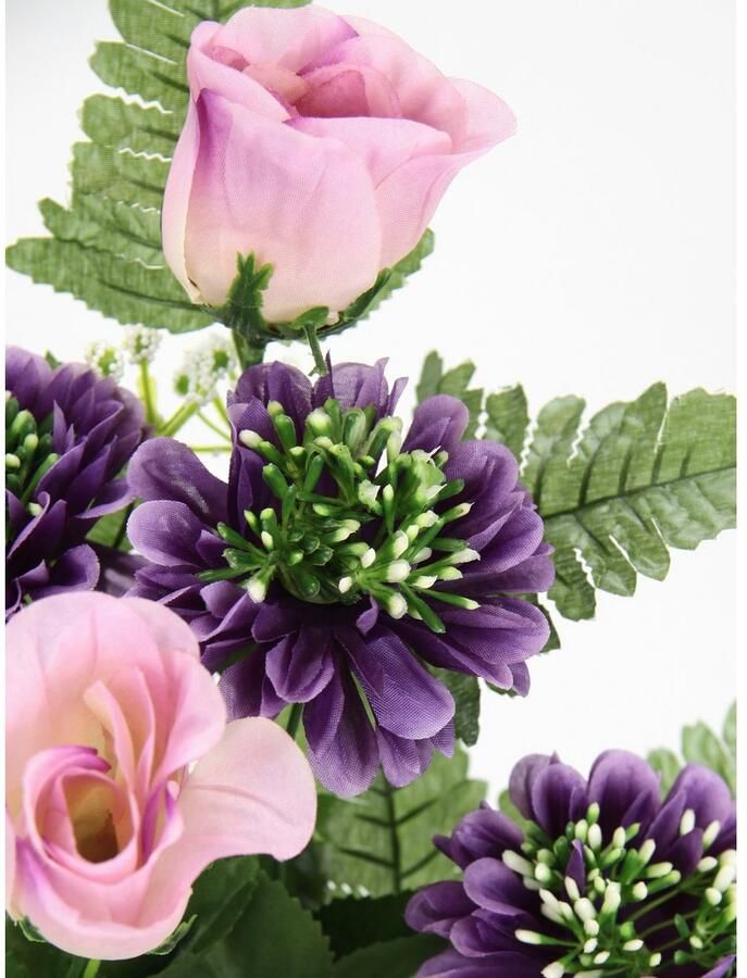 I.GE.A. Kunstbloem Boeket rozen en gerbera om te leggen (2 stuks)