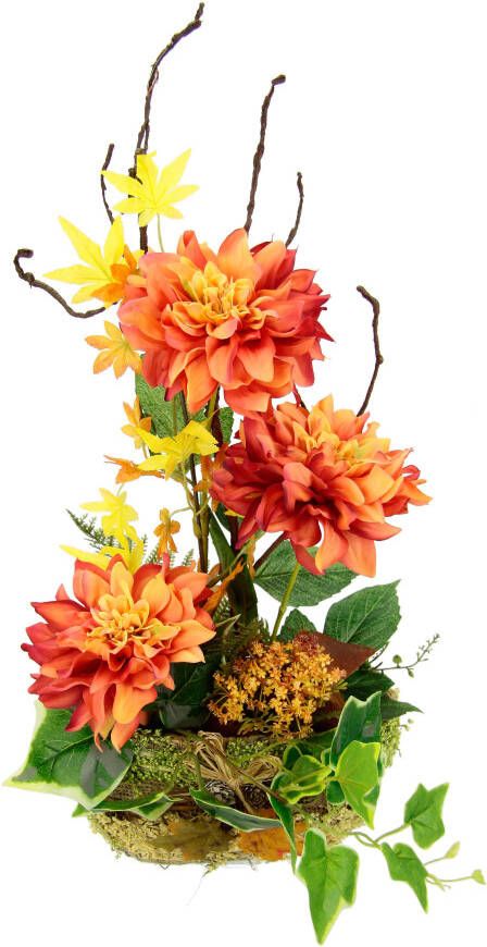 I.GE.A. Kunstbloem Dahlia-arrangement in plantenschaal arrangement van kunstbloemen (1 stuk)