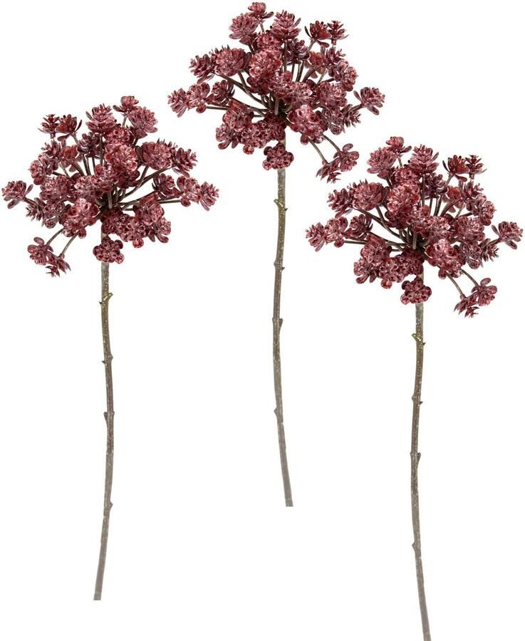 I.GE.A. Kunstbloem Dill Metallic-disteltak kunsttakken set van 3 (3 stuks)