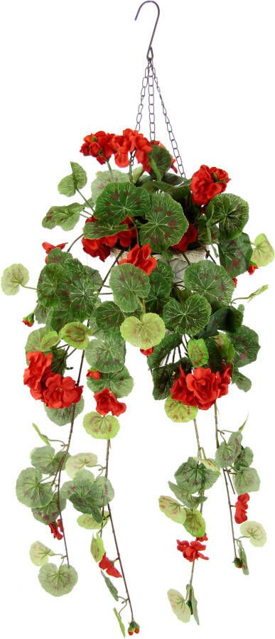 I.GE.A. Kunstbloem Geranium-hanger met hangmand geraniumplant met bloemen Kunstmatige bloemen zijden bloemen zomerbloemen hangbloem (1 stuk)