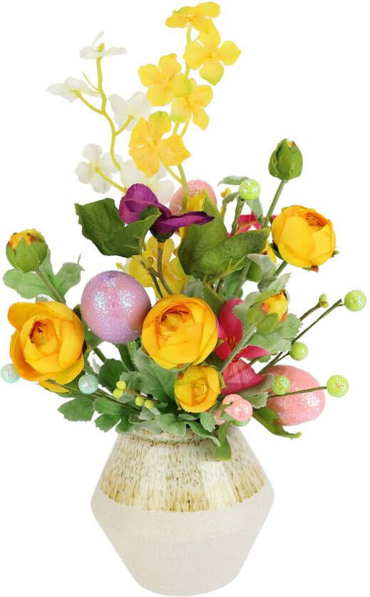 I.GE.A. Kunstbloem Mixed arrangement met ei (1 stuk)