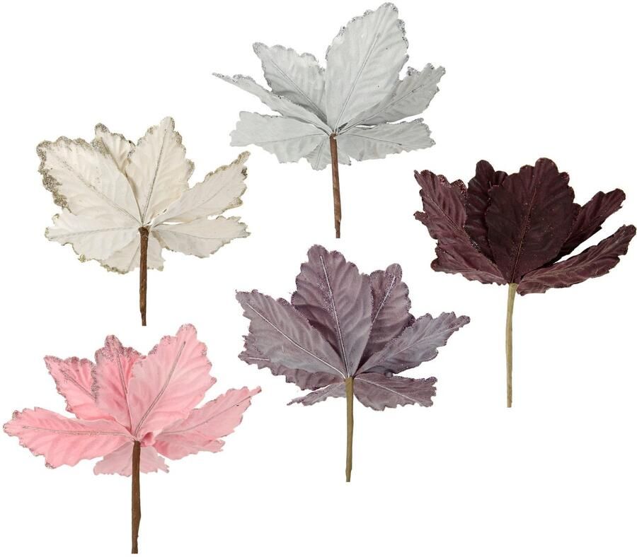 I.GE.A. Kunstbloem Poinsettia Kunstbloem decoratieve bloem 5-delige set (5 stuks)