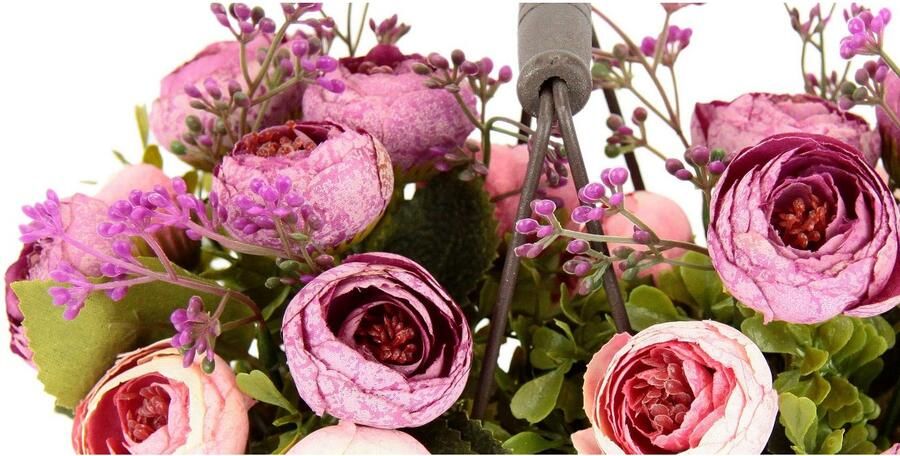 I.GE.A. Kunstbloem Ranonkels In mand van metaal met handvat (1 stuk)