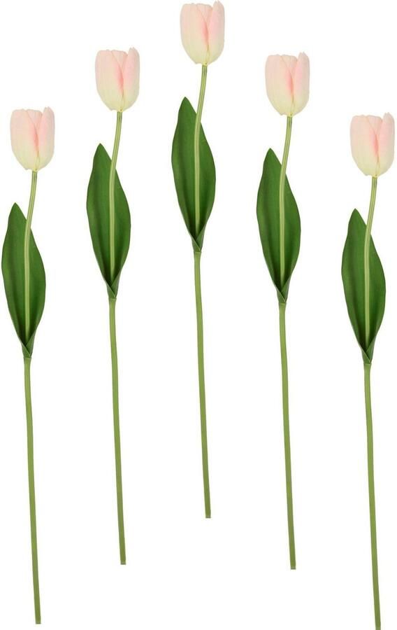 I.GE.A. Kunstbloem Real Touch Tulpen set van 5 kunst-tulpenknoppen kunstbloemen snijbloem (5 stuks)