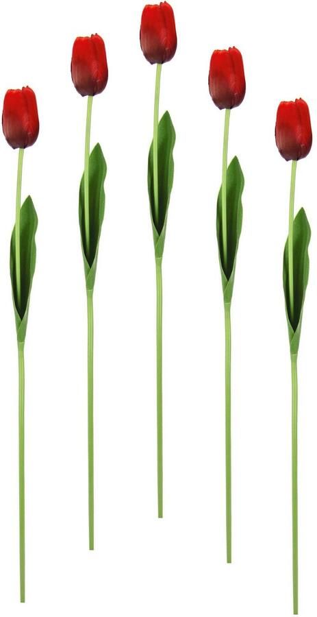 I.GE.A. Kunstbloem Real Touch Tulpen set van 5 kunst-tulpenknoppen kunstbloemen snijbloem (5 stuks)