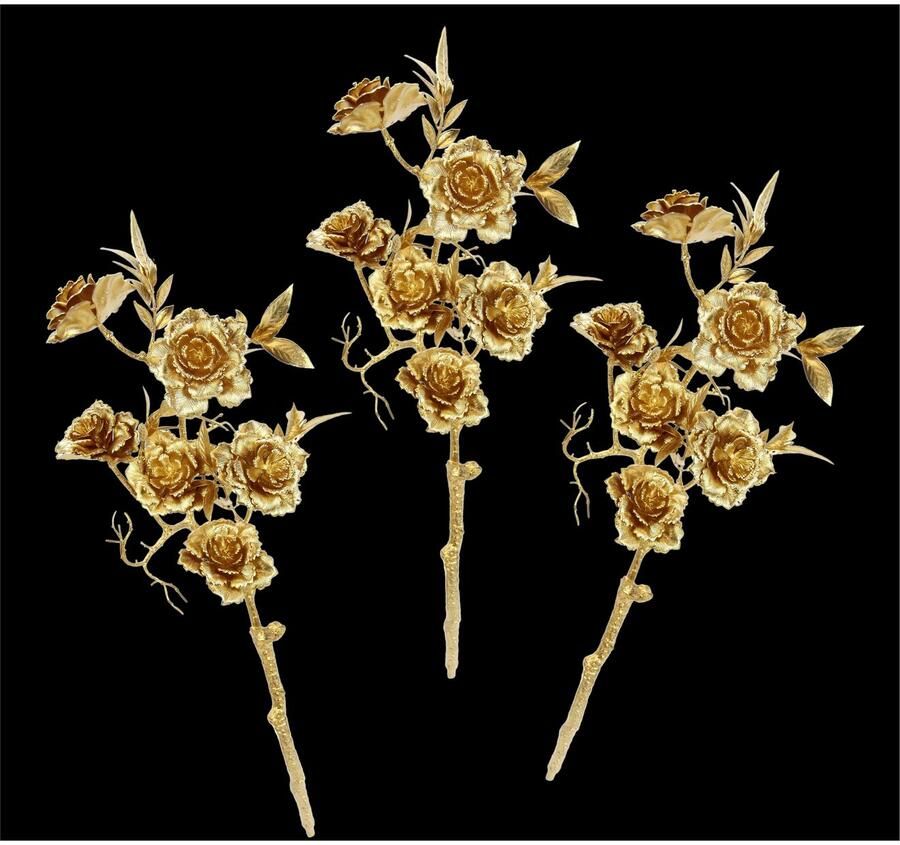 I.GE.A. Kunstbloem Rosé Kunstroos rozen tak 3-delige set (3 stuks)