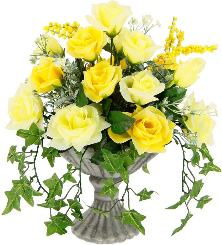 I.GE.A. Kunstbloem Rosen In de beker van keramiek grafdecoratie kunstbloemen roos