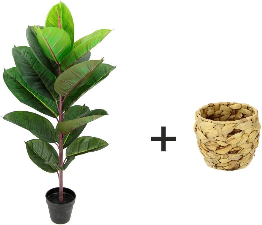 I.GE.A. Kunstboom Rubberboom Met overpot Ficus Elastica
