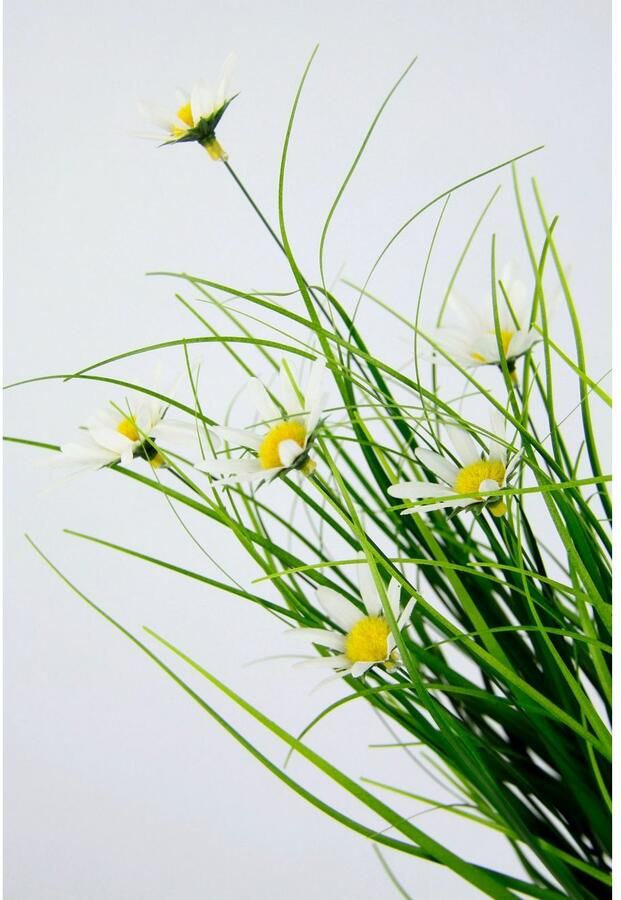 Kunstgrasstruik met margrieten in jutepot bloemen gras band staand grasbundel kunstplant siergras gras siergras kunstgras decoratie gras kunstgras