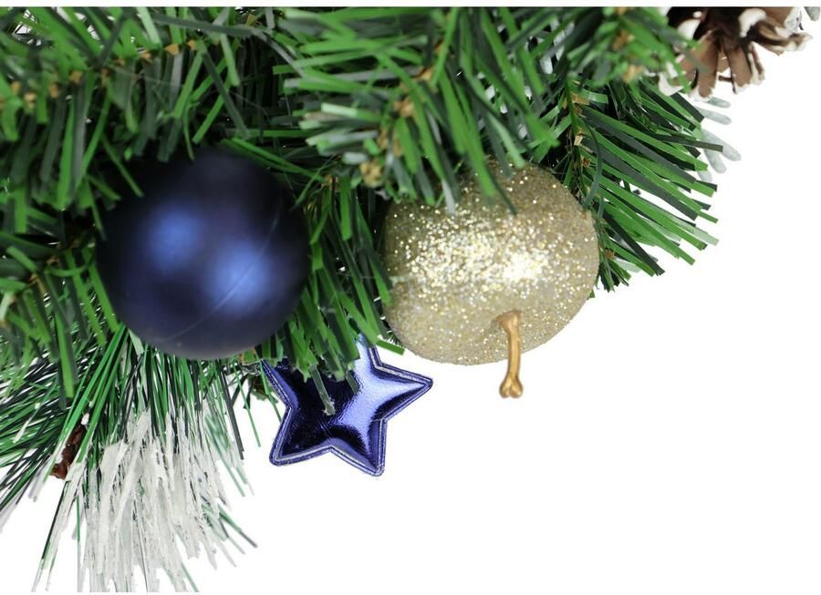 I.GE.A. Kunstkrans Gedecoreerde kerstkrans bal ster appel kegel Dennenkrans kerst kunstmatig versierd adventskrans (1 stuk)