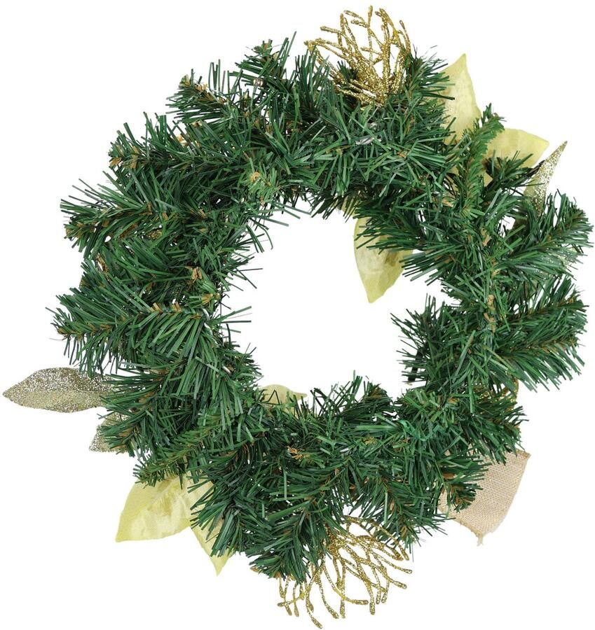I.GE.A. Kunstkrans Gedecoreerde kerstkrans met LED-licht Met kerstster bessen dennen takken kerstballen krans adventskrans (1 stuk)