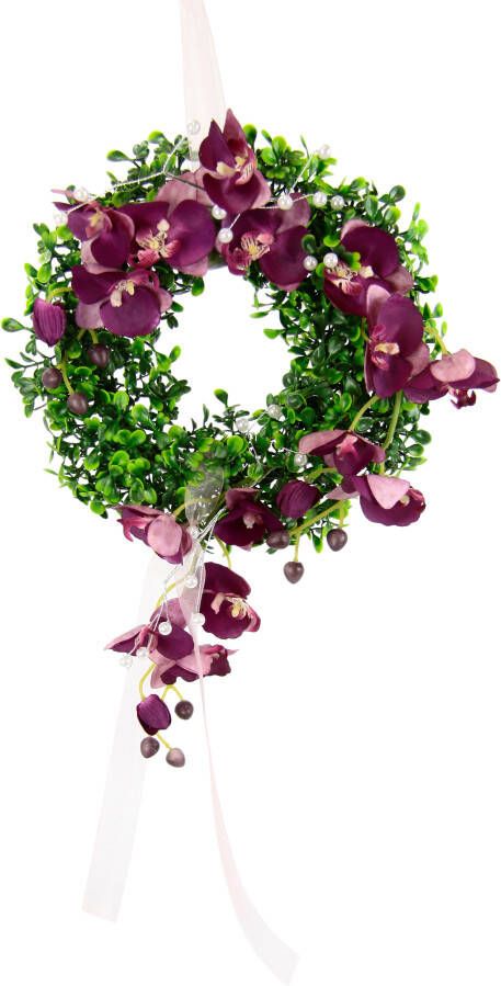 I.GE.A. Kunstkrans Orchidee Boekkrans feestelijke decoratie trouwdecoratie wanddecoratie (1 stuk)