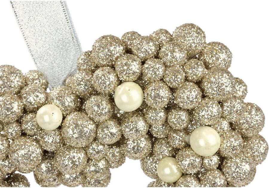 I.GE.A. Kunstkrans Parel hart om op te hangen set van 2 glanzend decoratief hart kerstdecoratie deurkrans trouwdecoratie (2 stuks)