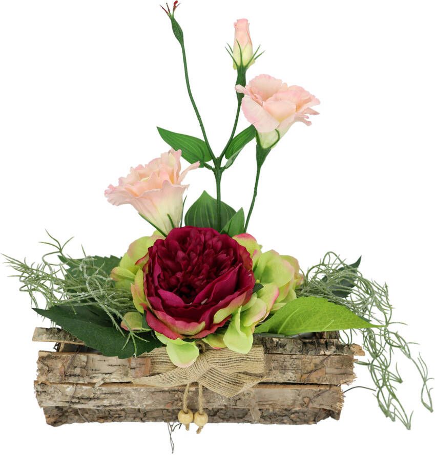 I.GE.A. Kunstplant Bloemstuk roos in kuip (1 stuk)