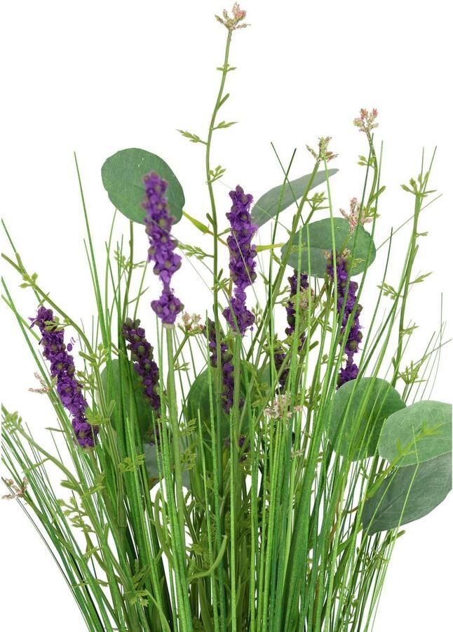 I.GE.A. Kunstplant Kunstmatig grasboeket met bloemen Grasbos decoratie kunstbloemen kunstgras groene plant grassen struiken (1 stuk)