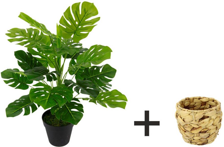 I.GE.A. Kunstplant Monstera Met overpot kunstmatige splitphilo-plant