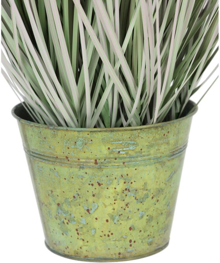 I.GE.A. Kunstplant Vossenstaartgras in zinken pot Gras kunstplant kunstgras siergras groene planten (1 stuk)