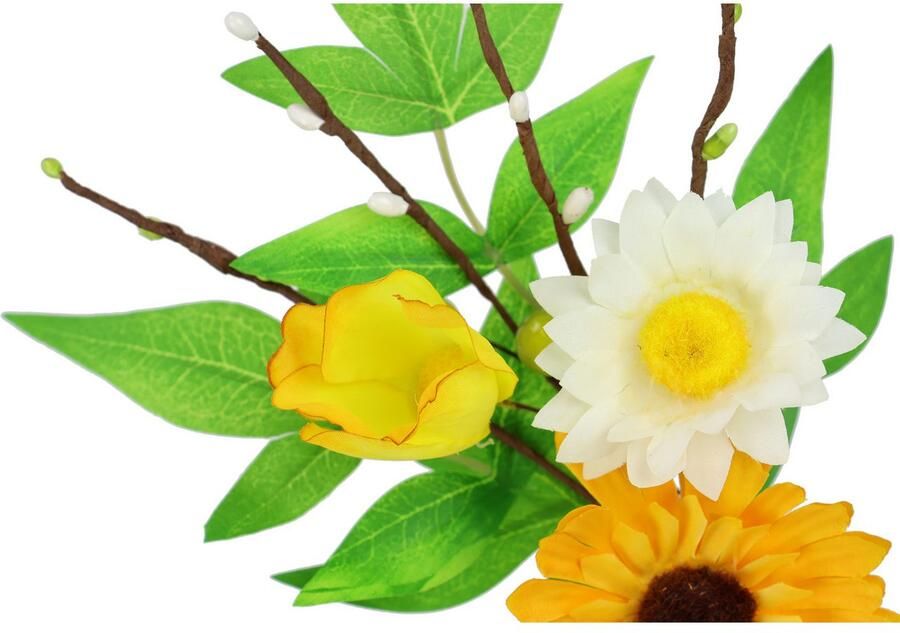 I.GE.A. Kunsttak Decoratieve tak Gerbera Margrieten 3-delige set tak eenbloemige kunstbloemen decoratietakken (3 stuks)