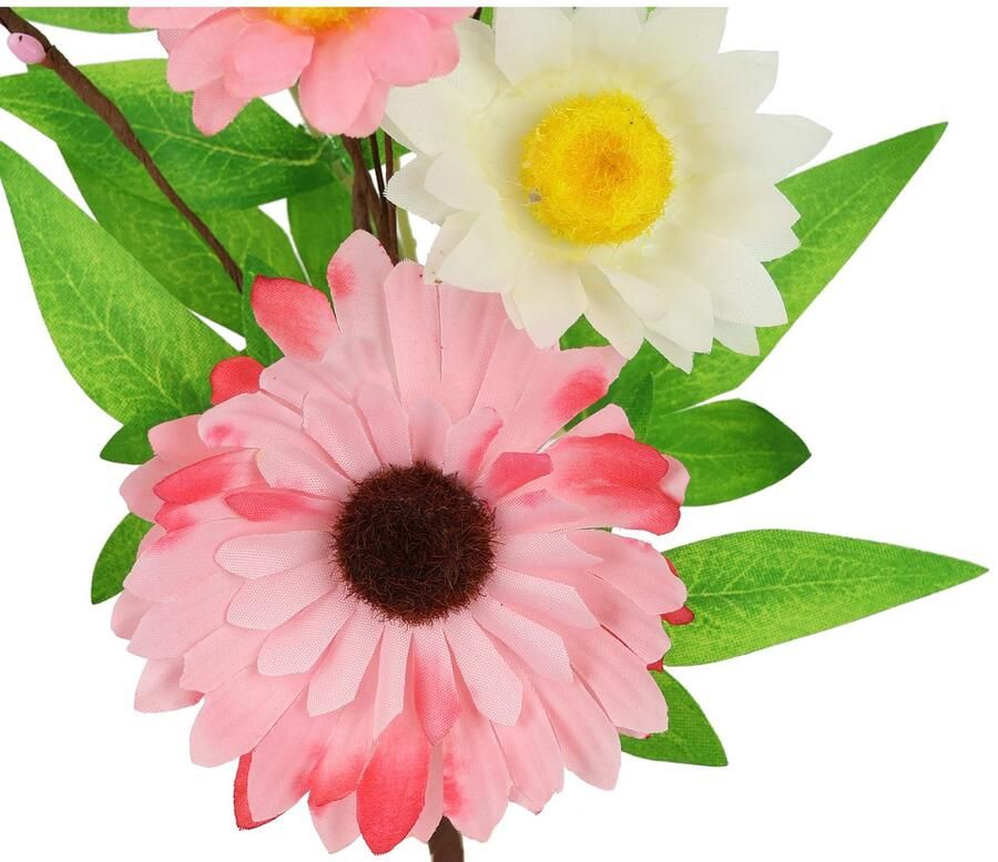 I.GE.A. Kunsttak Decoratieve tak Gerbera Margrieten 3-delige set tak eenbloemige kunstbloemen decoratietakken (3 stuks)