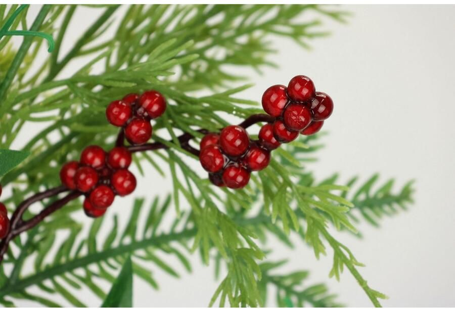 I.GE.A. Kunsttak Kersttak den bessen klimop thuja set van 2 kunstmatige tak bloem kerstdecoratie decoratieve tak decoratie (2 stuks)