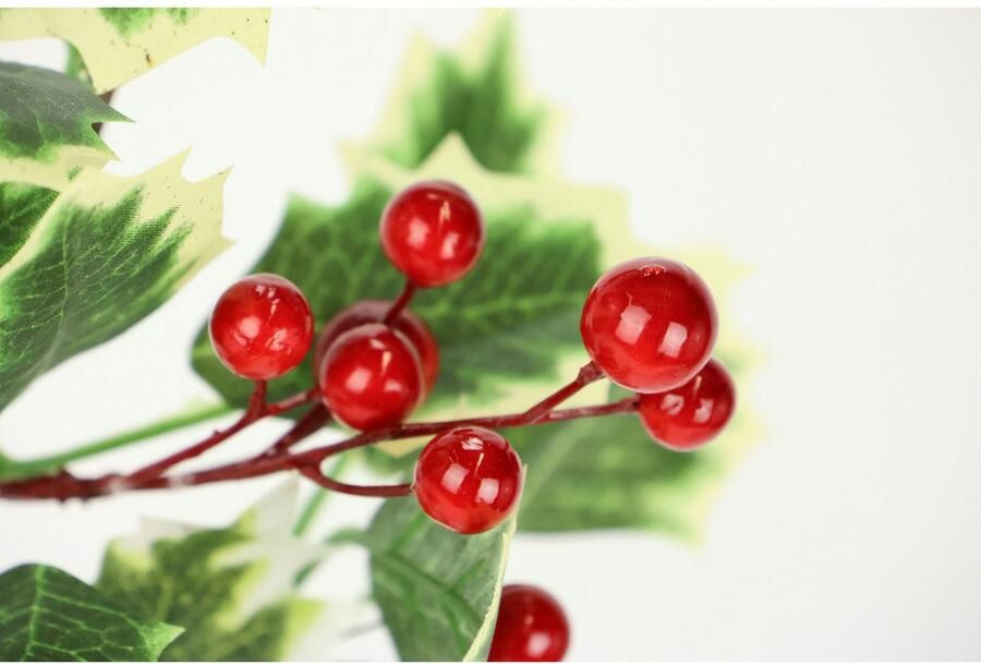 I.GE.A. Kunsttak Kunstmatige hulsttak bessentak 3-delig set Decoratieve tak decor voor slinger krans kerstdecoratie (3 stuks)