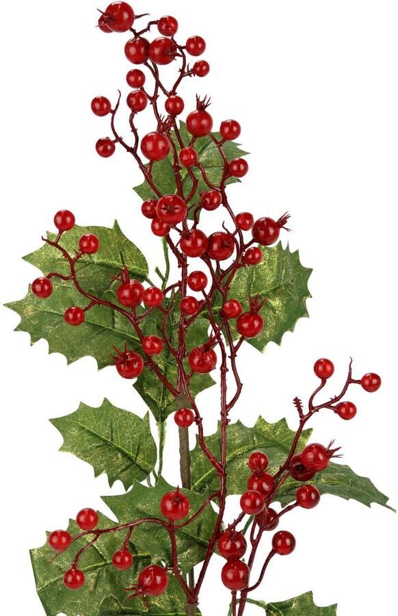 I.GE.A. Kunsttak Kunstmatige hulsttak bessentak set van 2 decoratieve tak voor slinger krans kerstdecoratie (2 stuks)