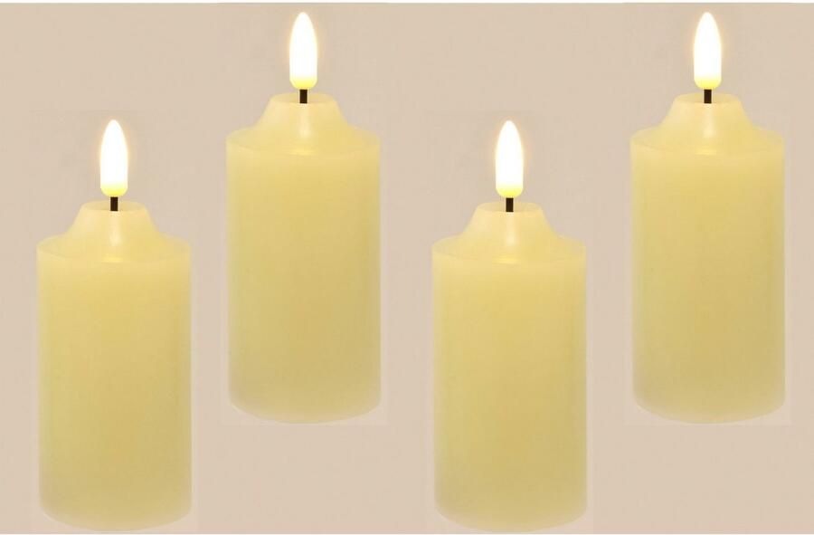 I.GE.A. Led-kaars Batterijgevoede LED-kaarsen van echtwas Ø ca. 5 cm (set 4-delig)