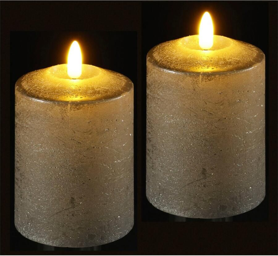 I.GE.A. Led-kaars Batterijgevoede LED-kaarsen van echtwas hoogte ca. 10 cm (set 2-delig)