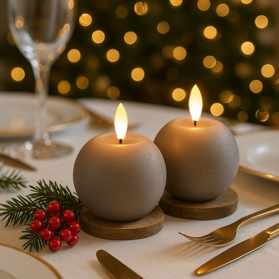 I.GE.A. Led-kaars LED echte waskaars 2-pack Met timer flikkerende stompkaars adventskaarsen adventskrans