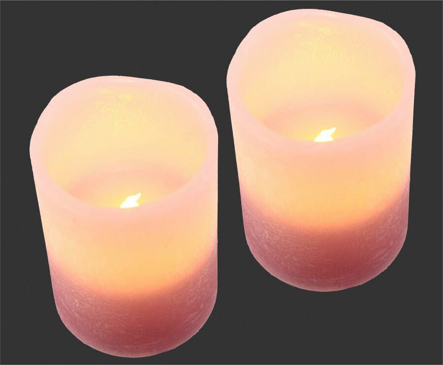 I.GE.A. Led-kaars LED-Kerzen Flackernd Warmweiß 2er Set Stumpenkerze Deko Valentinstag (2-delig)