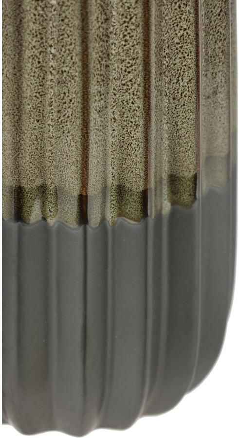 I.GE.A. Siervaas Vaas van keramiek geribbeld boller mat glanzend Flesvorm bloemenvaas tafeldecoratie keramiekvaas (1 stuk)