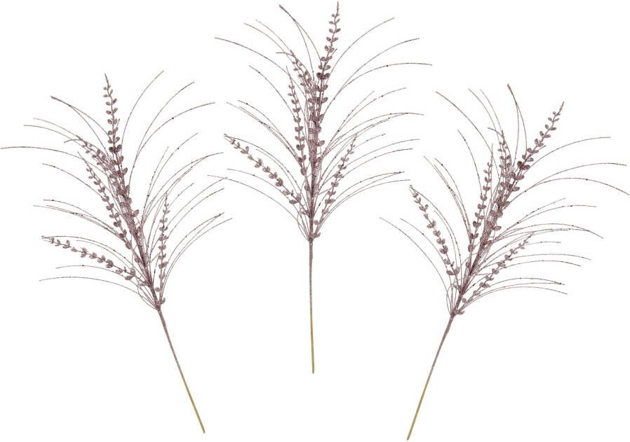 I.GE.A. Winterse kunstplant Kunsttak kunstmatige kersttak met bladeren met glitter en decoratieve stenen 3-delige set kerstdecoratie (set 3 stuks)