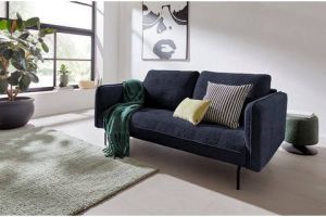 INOSIGN 2 5-zitsbank Angara van cord bekleding met 19 cm hoge zwarte metalen poten