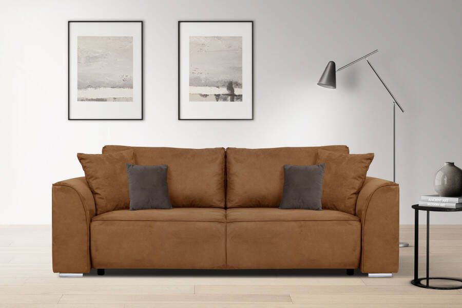 INOSIGN 3-zitsbank Beatrice Schlafsofa optioneel met slaapbank functie en bedbox incl. 2 sierkussens