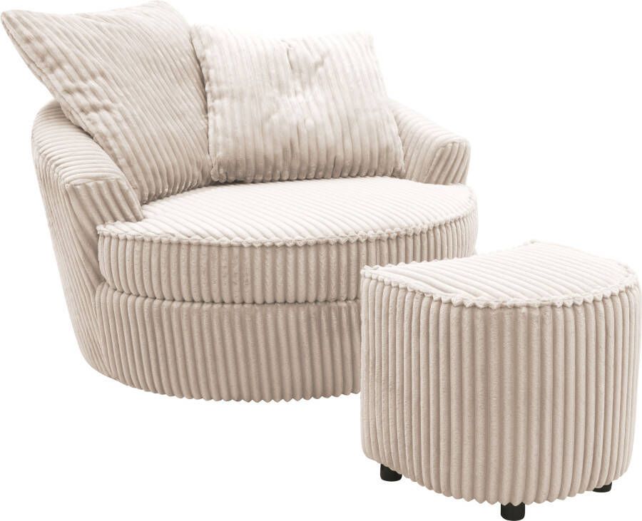 INOSIGN Draaibare fauteuil AMECA relaxstoel met draaifunctie en poef 122 x 126 x 76 cm (set 2 stuks)