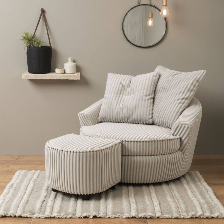 INOSIGN Draaibare fauteuil AMECA relaxstoel met draaifunctie en poef 122 x 126 x 76 cm (set 2 stuks)