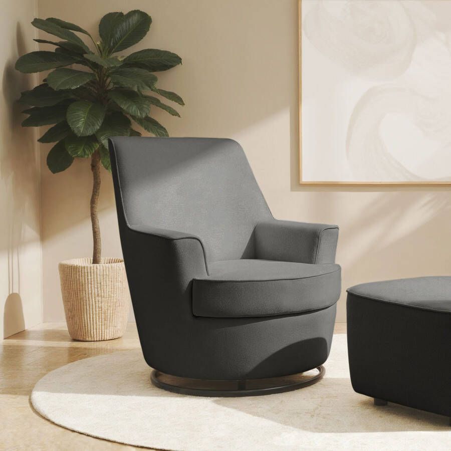 INOSIGN Draaibare fauteuil HETTY draaistoel met schommelfunctie leesstoel in cord en microvezel (1 stuk)