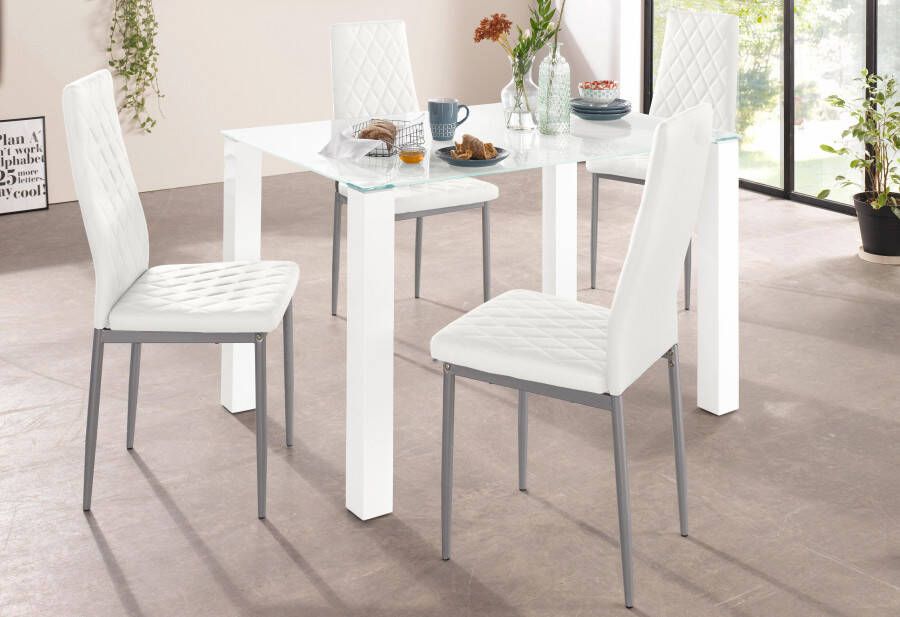 INOSIGN Eethoek met glazen tafel breedte 120 cm (set 5-delig)