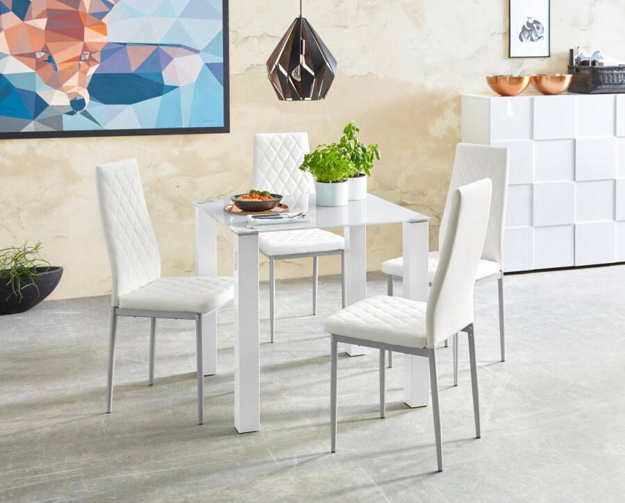 INOSIGN Eethoek met glazen tafel breedte 80 cm (set 5-delig)