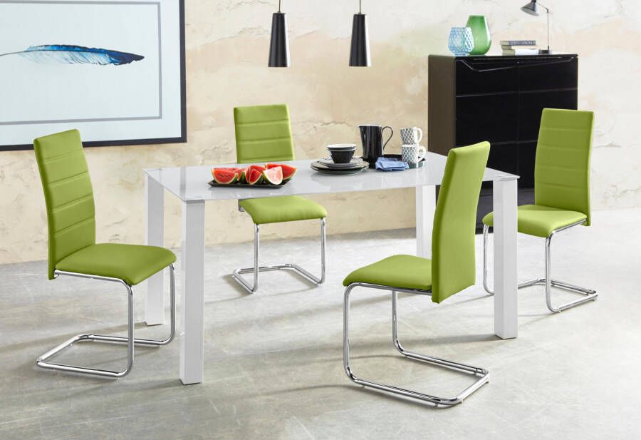 INOSIGN Eethoek Normadora met glazen tafel vrijstaande stoel belastbaar tot 120 kg (set 5-delig)