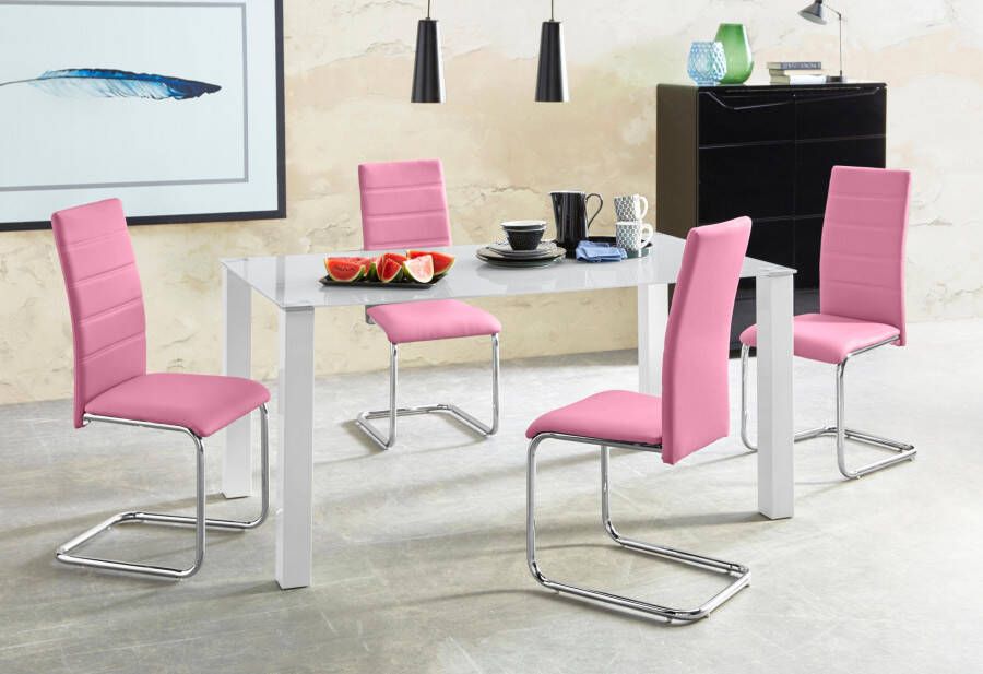 INOSIGN Eethoek Normadora met glazen tafel vrijstaande stoel belastbaar tot 120 kg (set 5-delig)