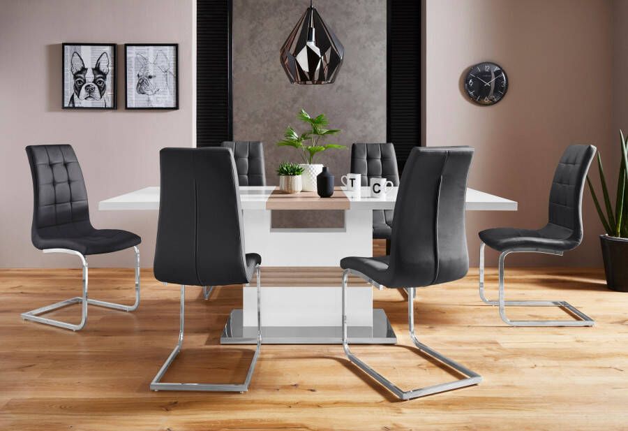 INOSIGN Eethoek Perez Lola met 4 stoelen tafel uittrekbaar breedte 160-200 cm (set 5-delig)